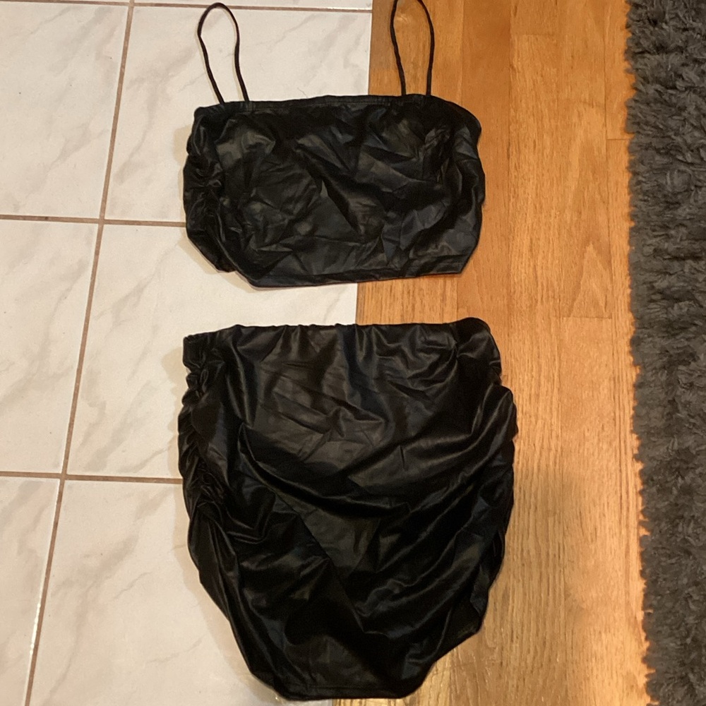 Wearever Black Two-Piece Set miniskirt crop top